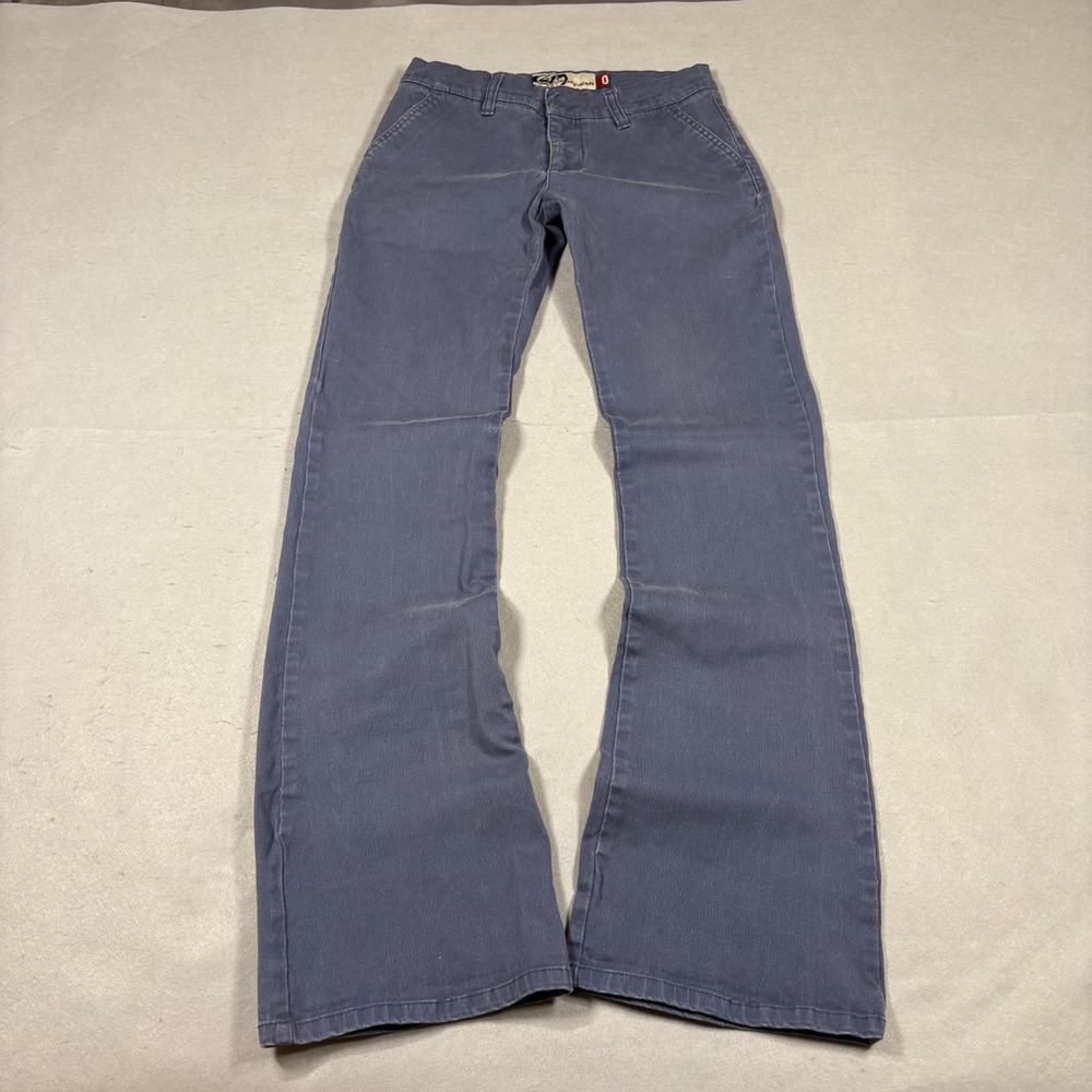 Roxy Jean Womens 0 Blue Gray Low Rise Flare Pants Cotton Stretch Y2K N473548